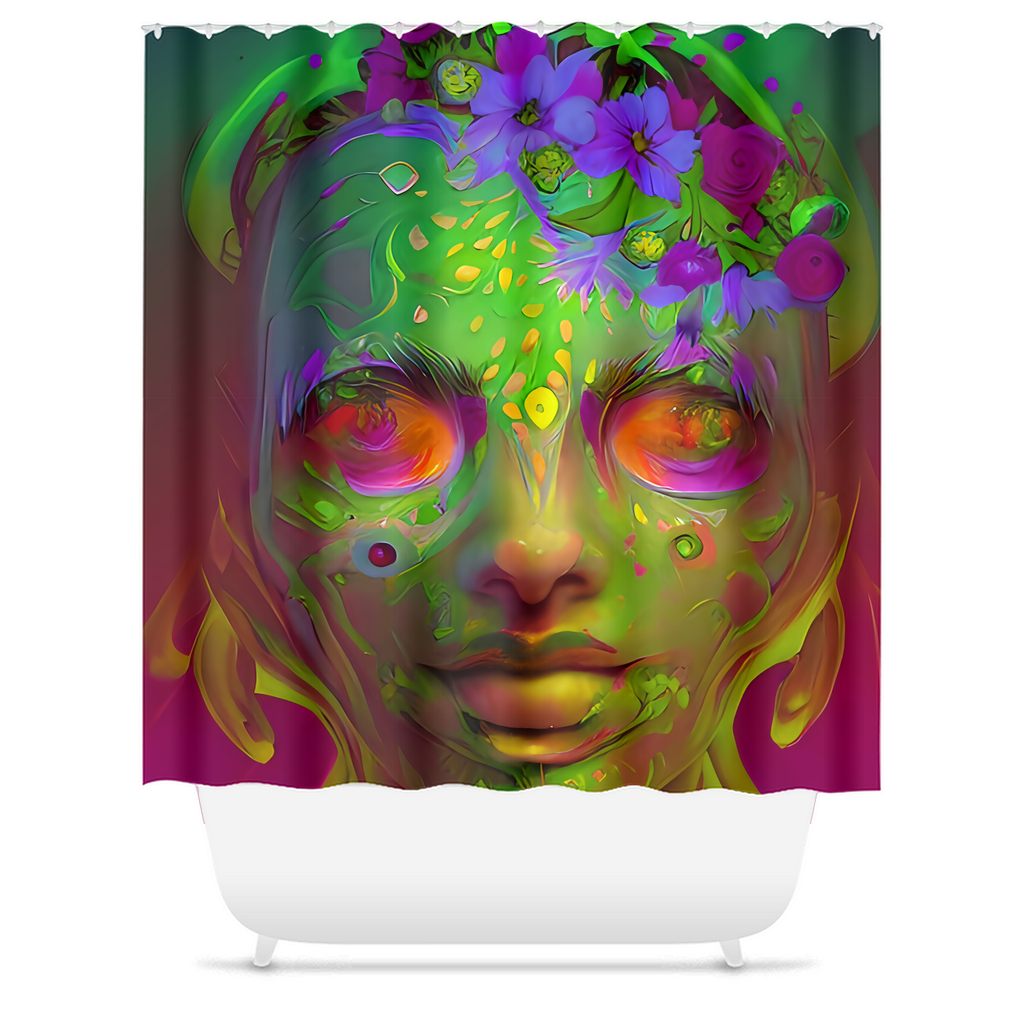 Trippy Floral Eden Girl Shower Curtain