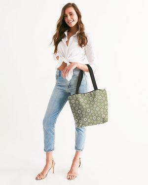Chic Daisy Flowers Canvas Zip Tote
