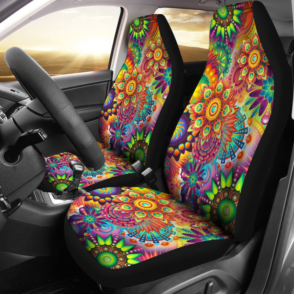 Psychedelic Floral Trip Car Seat Covers