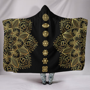 Seven Golden Chakras Mandala Hooded Blanket