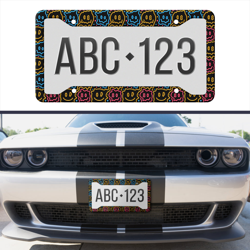 Drippy Smiley Faces License Plate Frame