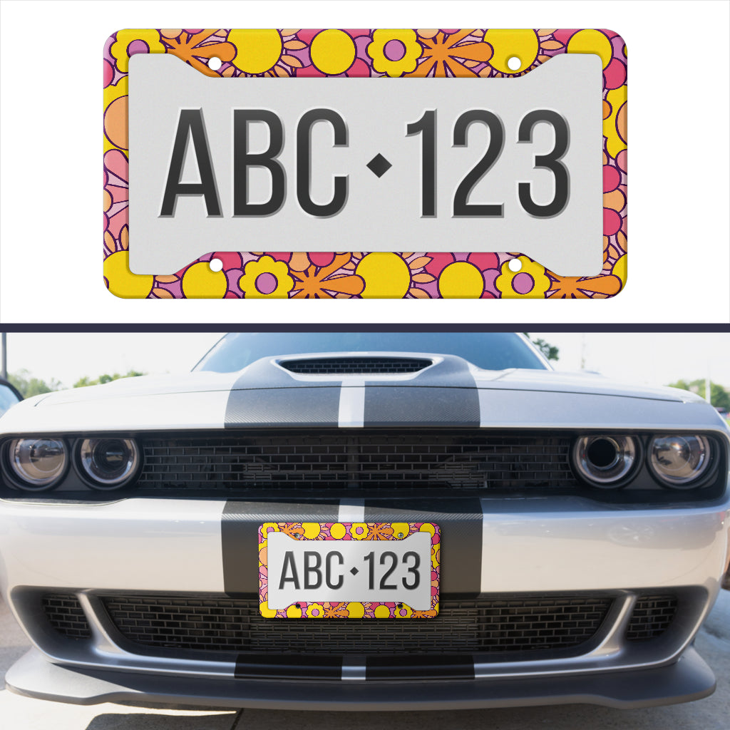 Groovy 60s Floral License Plate Frame