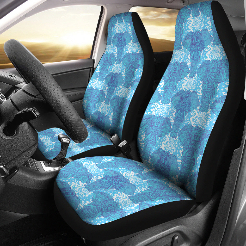 Blue Mandala Elephant Car Seat Covers
