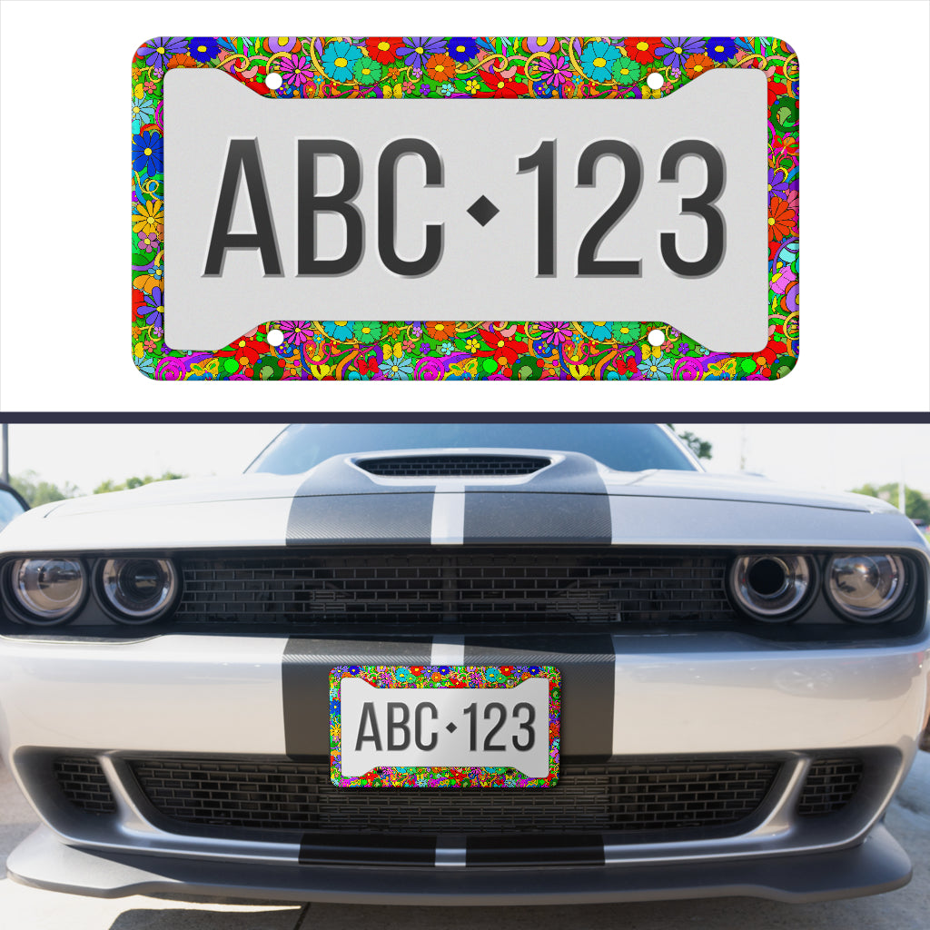 Hippie Flower Power License Plate Frame