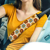 Retro Colorful Smiling Flowers Seat Belt Covers