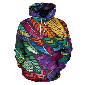 Colorful Feathers Pullover Hoodie