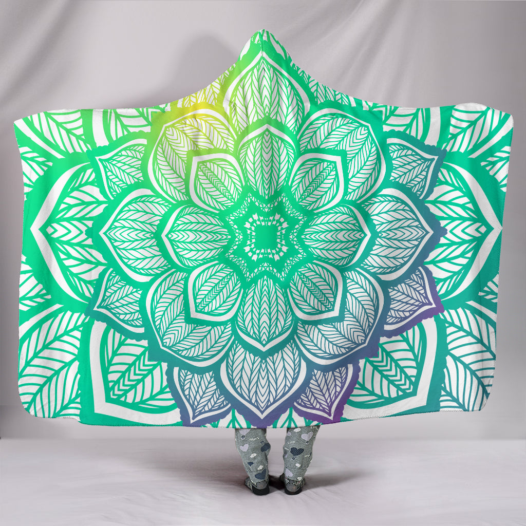 Spiritual Lotus Flower Mandala Hooded Blanket