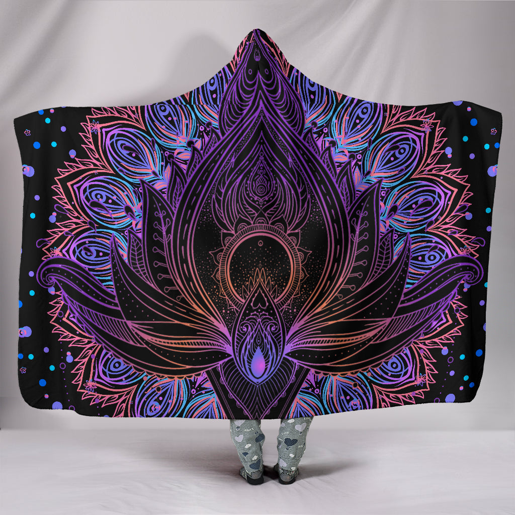 Spiritual Lotus Flower Hooded Blanket