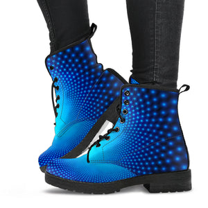 Blue Dotted Techno Leather Boots - Mind Gone