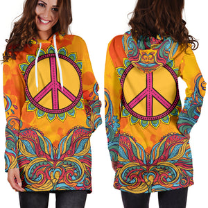 Hippie Peace Sign Women's Hoodie Dress