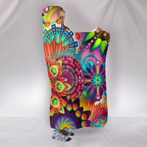 Psychedelic Fantasy Floral Hooded Blanket
