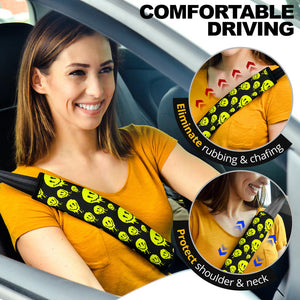 Drippy Melting Smiley Faces Seat Belt Covers