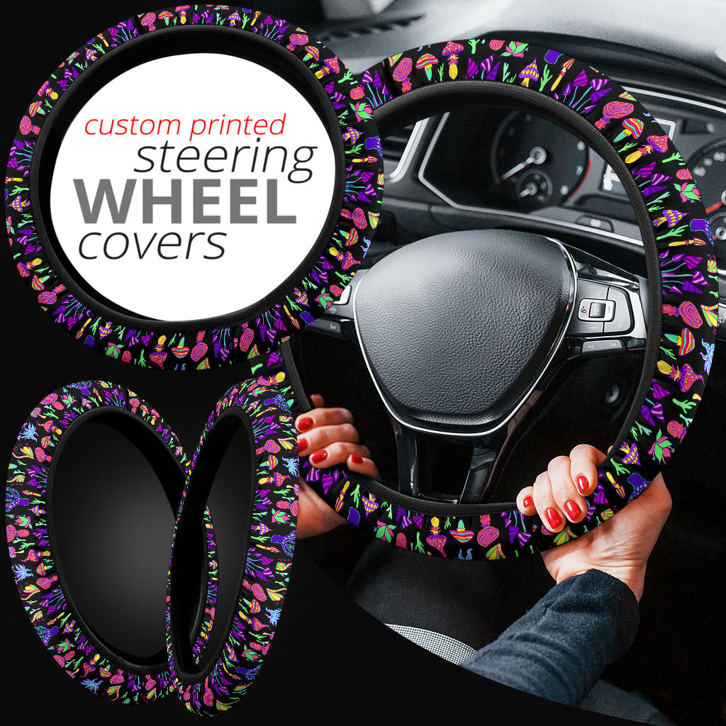 Trippy Shrooms Steering Wheel Cover