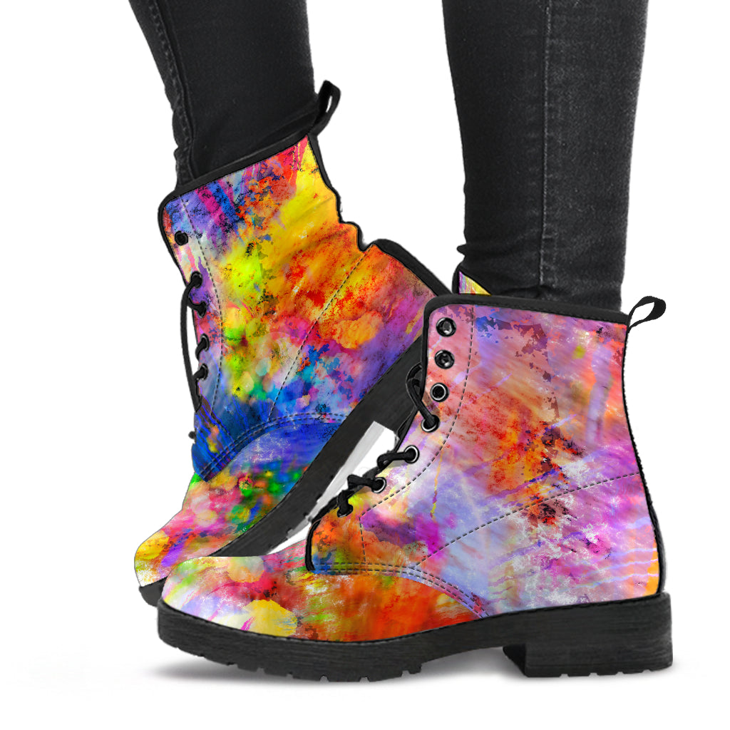 Colorful Abstract Vegan Leather Boots - Mind Gone