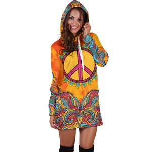 Hippie Peace Sign Women's Hoodie Dress
