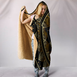 Spiritual Golden Lotus Hooded Blanket
