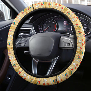 Vintage Hippie Mushrooms Steering Wheel Cover