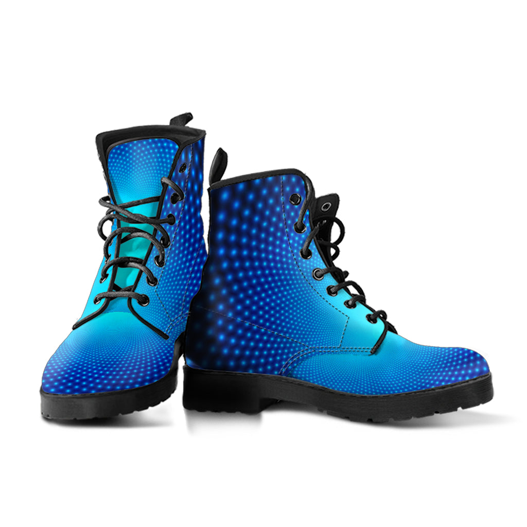 Blue Dotted Techno Leather Boots - Mind Gone