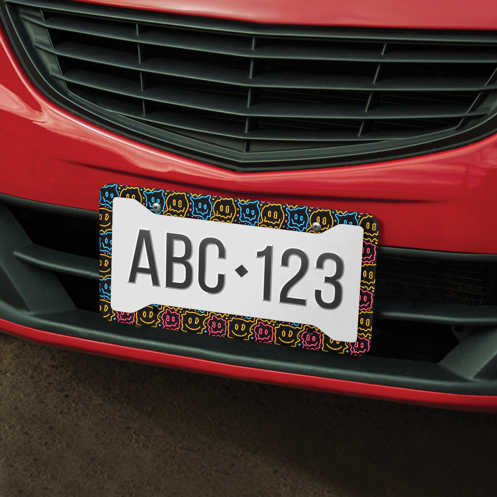 Drippy Smiley Faces License Plate Frame