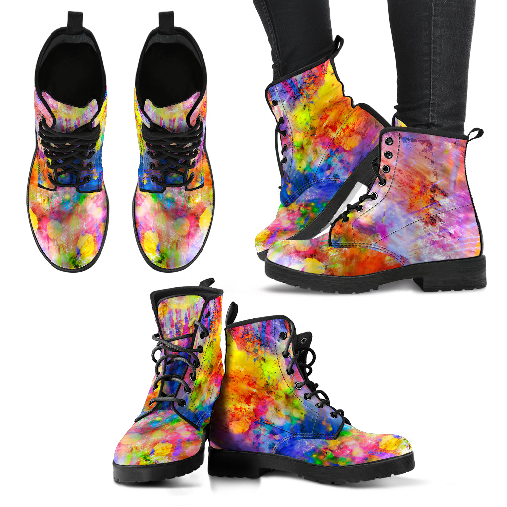 Colorful Abstract Vegan Leather Boots - Mind Gone