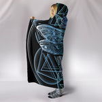 Geometric Light Blue Dragonfly Hooded Blanket