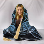 Geometric Light Blue Dragonfly Hooded Blanket