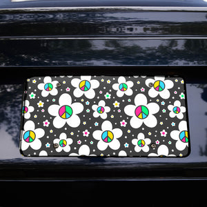 Peace Symbol Daisy Flowers License Plate