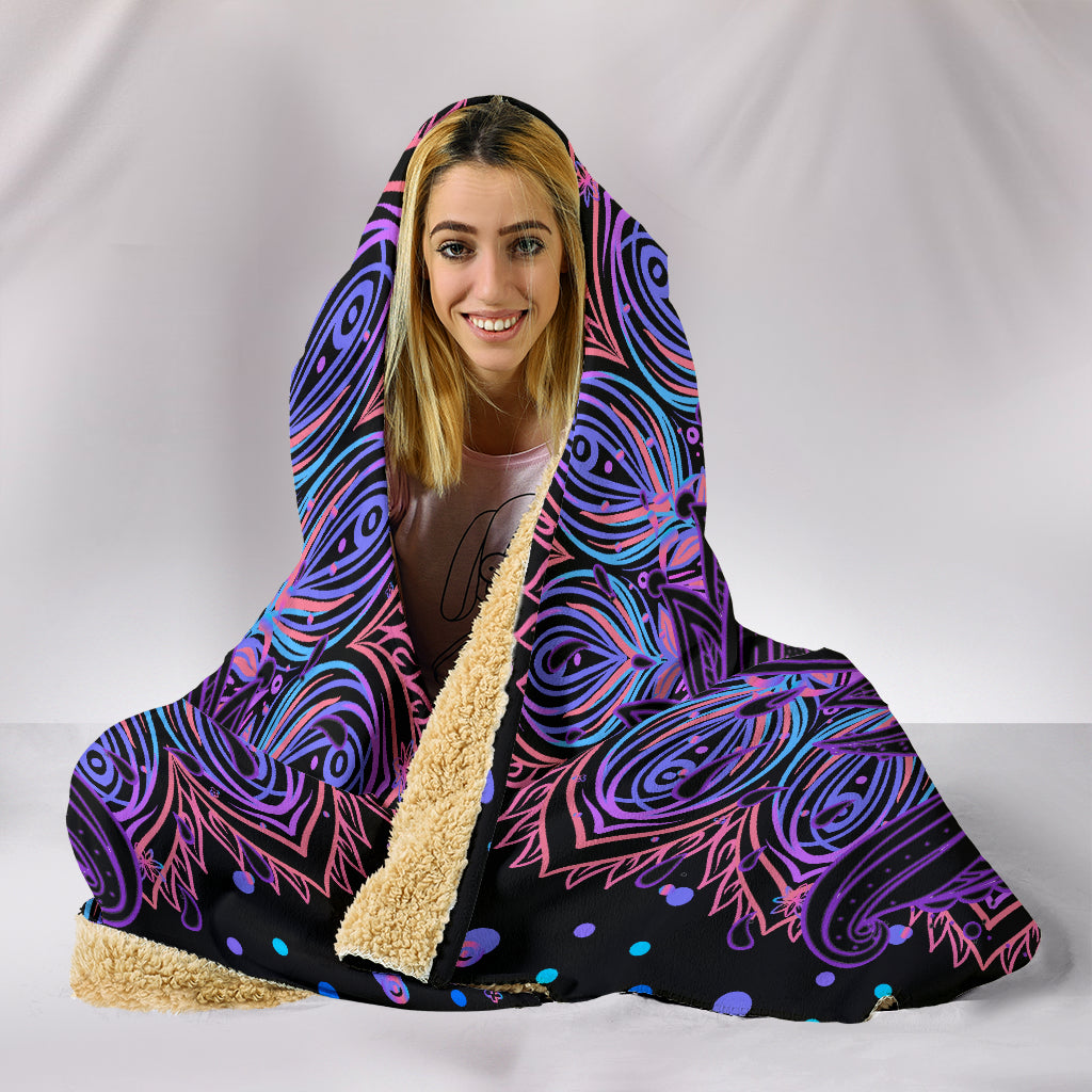Spiritual Lotus Flower Hooded Blanket