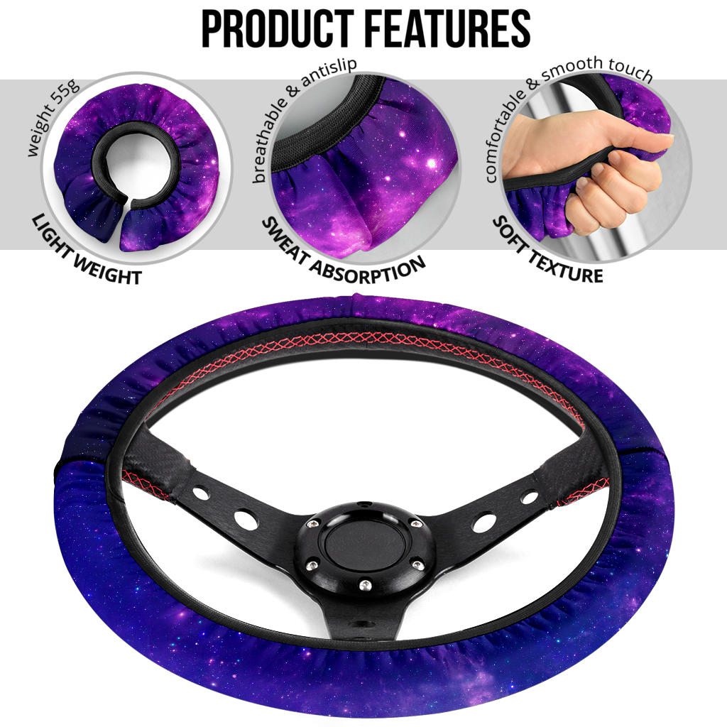 Purple Cosmic Galaxy Steering Wheel Cover