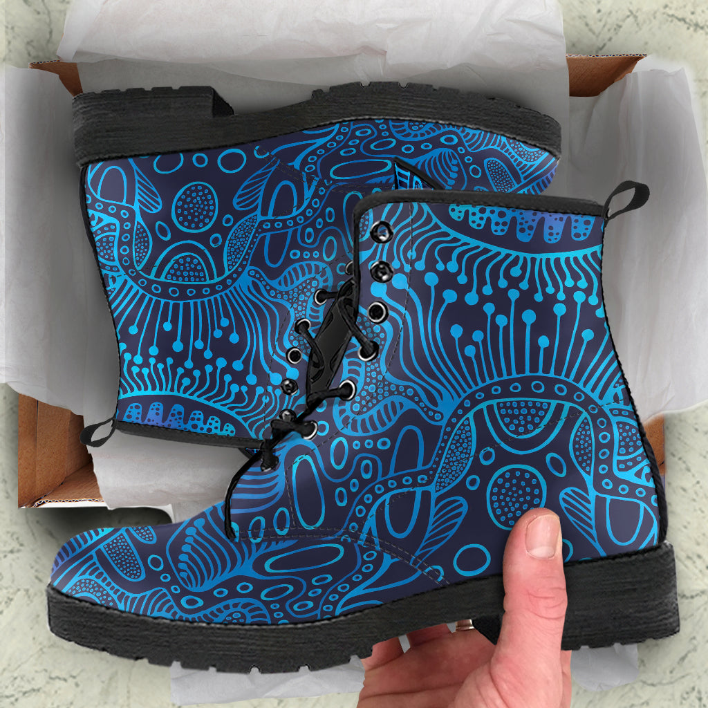Electric Blue Vegan Leather Boots - Mind Gone