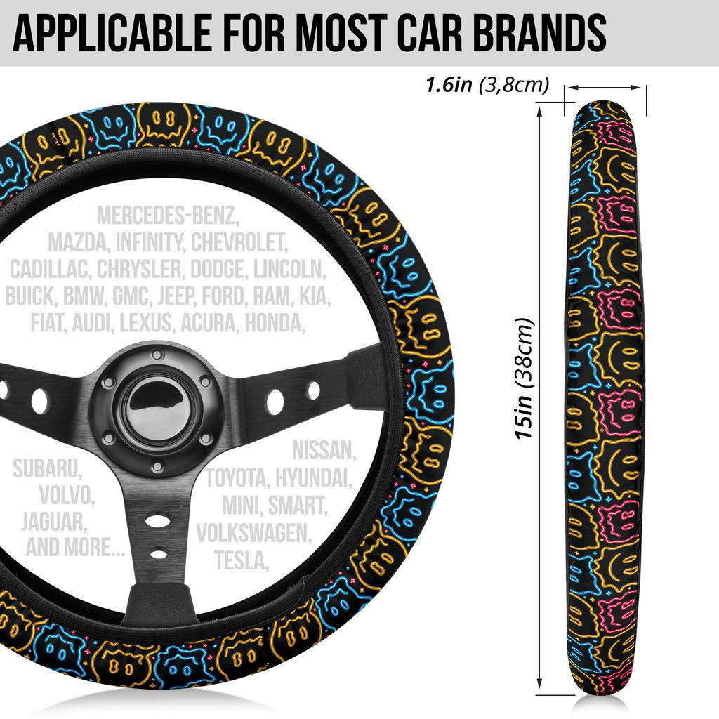 Drippy Smiley Faces Steering Wheel Cover