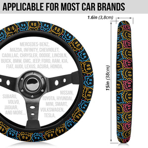 Drippy Smiley Faces Steering Wheel Cover