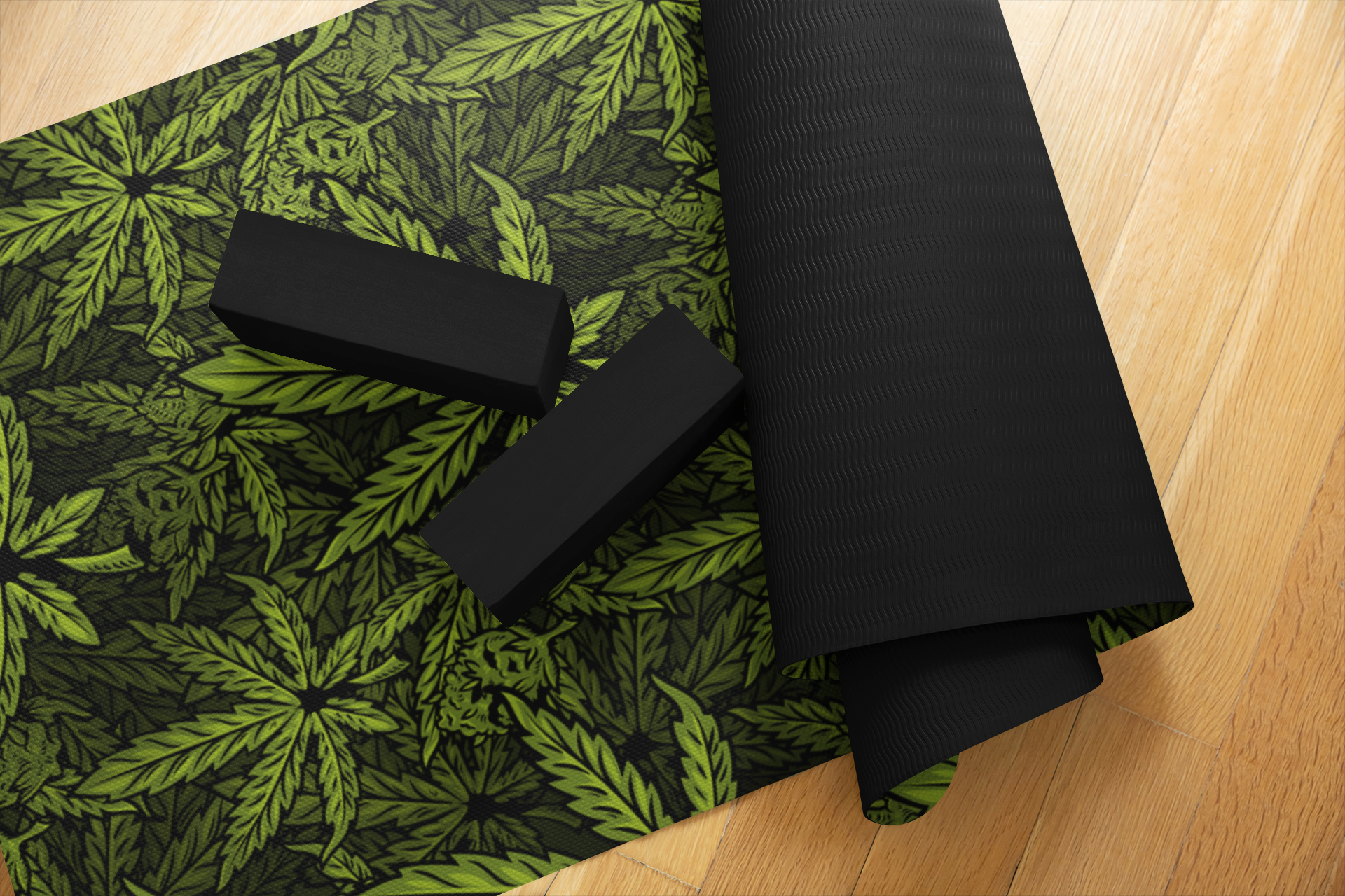 Green Cannabis Yoga Mat