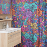 Hippie Spiral Shower Curtain - Trippy 70s Funky Swirls Bathroom Decor