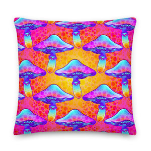 Magic Mushrooms Pillow - Neon Hippie Throw Pillow - Mind Gone