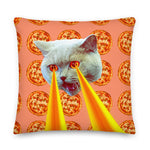 Pizza Addict Cat Laser Beams Premium Pillow - Mind Gone