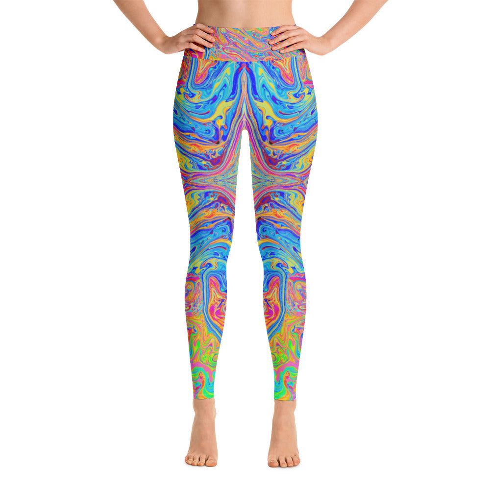 Colorful Psychedelic High Rise Yoga Leggings - Mind Gone