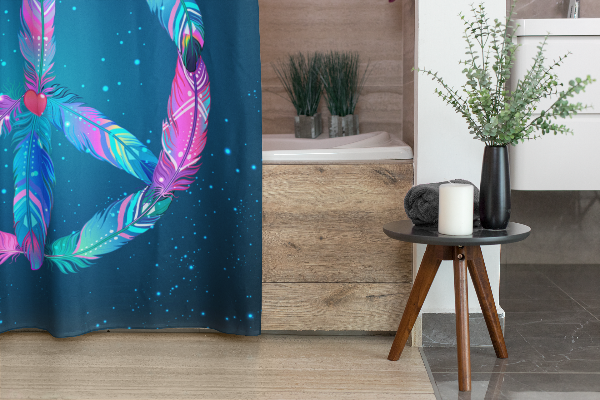 Feathers Of Peace Hippie Shower Curtain