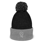 Melting Smiley Face 90s Drip Pom-Pom Beanie