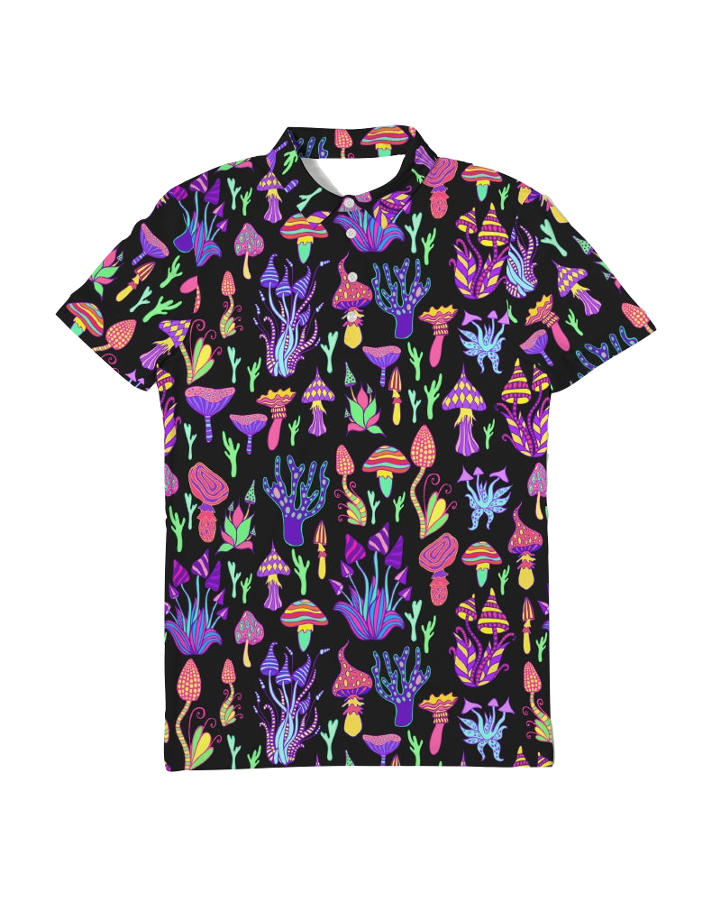 Trippy Shrooms Men's Slim Fit Short Sleeve Polo