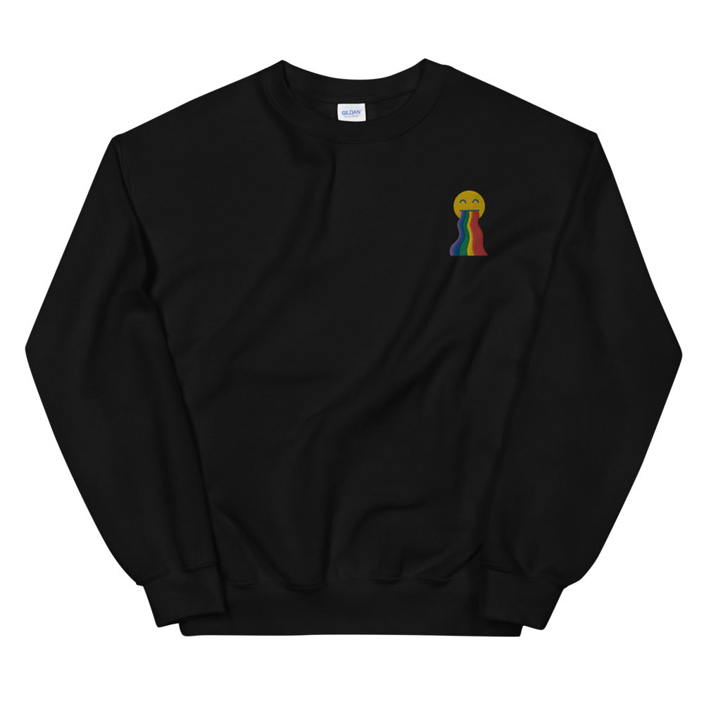 Crazy Rainbow Puking Embroidered Unisex Sweatshirt