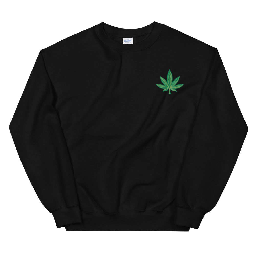 Indica Weed Embroidered Unisex Crewneck Sweatshirt