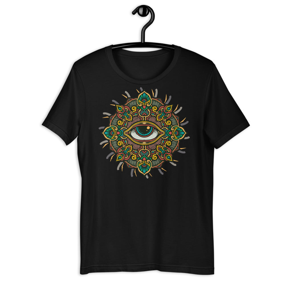 All Seeing Eye Floral Mandala Short-Sleeve Unisex T-Shirt