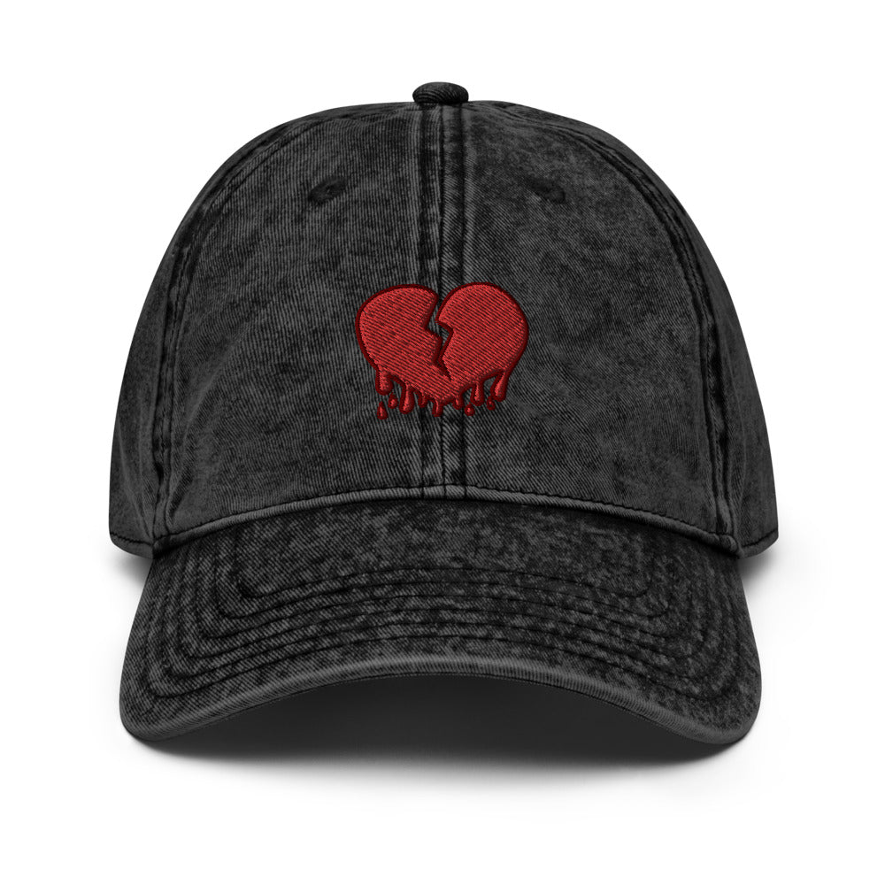 Bleeding Broken Heart Vintage Cotton Twill Cap