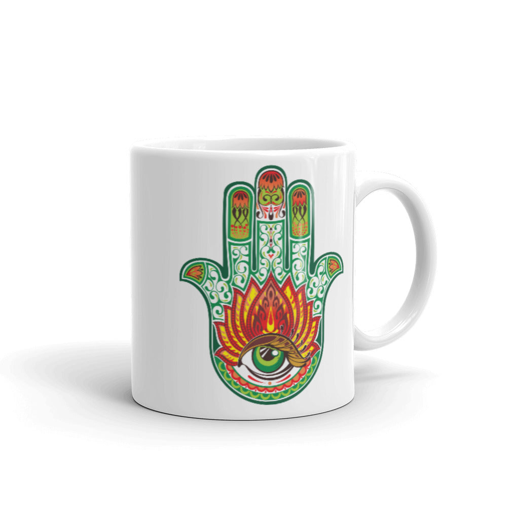 Green Hamsa Ceramic Mug