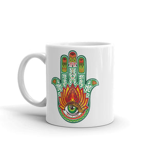 Green Hamsa Ceramic Mug