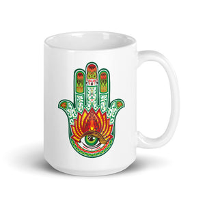 Green Hamsa Ceramic Mug