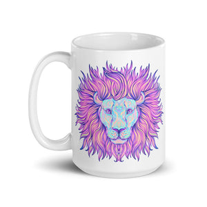 Hypnotic Neon Lion Ceramic Mug