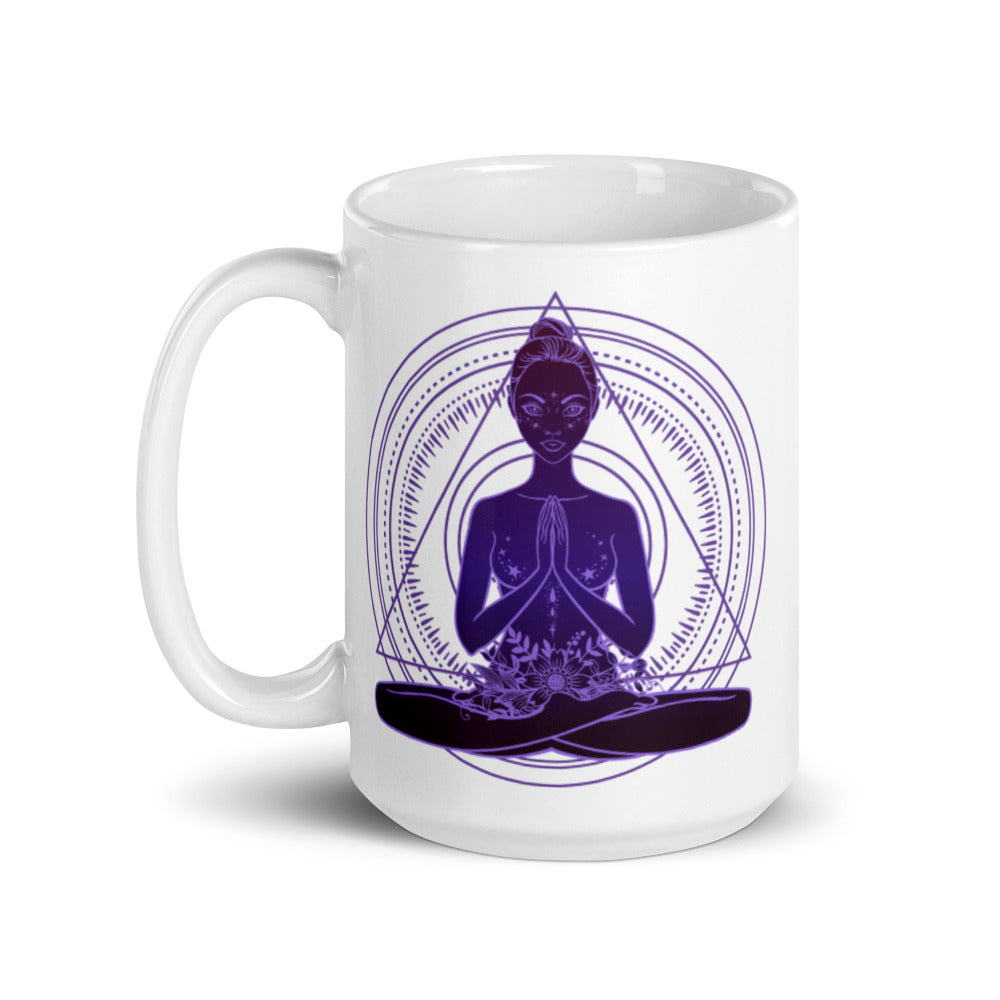 Lotus Pose Meditation Ceramic Mug - Yoga Gift