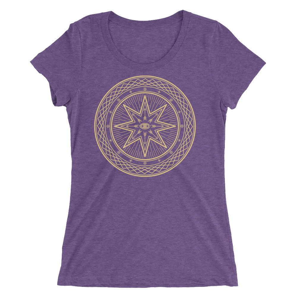 Sacred Star Symbol Golden Crest Ladies Short Sleeve T-Shirt